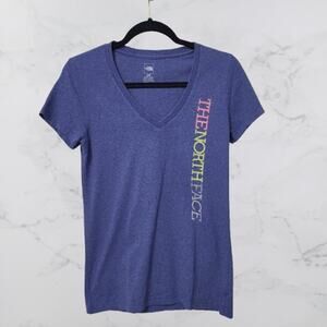 The North Face Blue V-Neck Small Fitted Short Sleeve T-Shirt